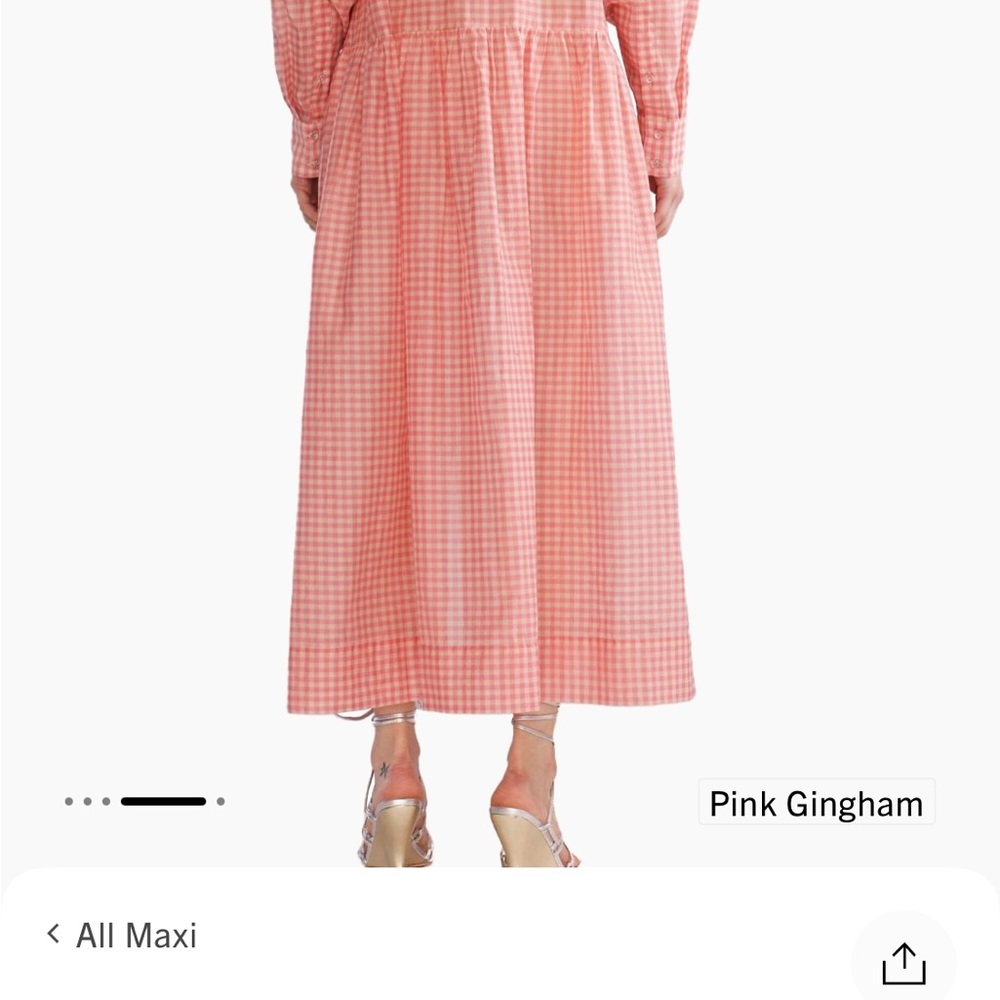 Cynthia Rowley Pink and White Smocked Maxi Dress